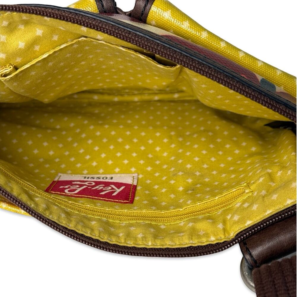 Fossil Retro Floral Crossbody Bag Mod 60s Print Coated Canvas Adjustable Strap - Picture 8 of 14